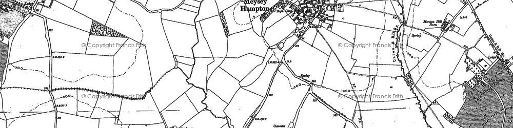 Old map of Meysey Hampton in 1876