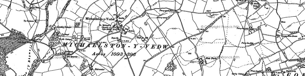 Old map of Michaelston-y-Fedw in 1899