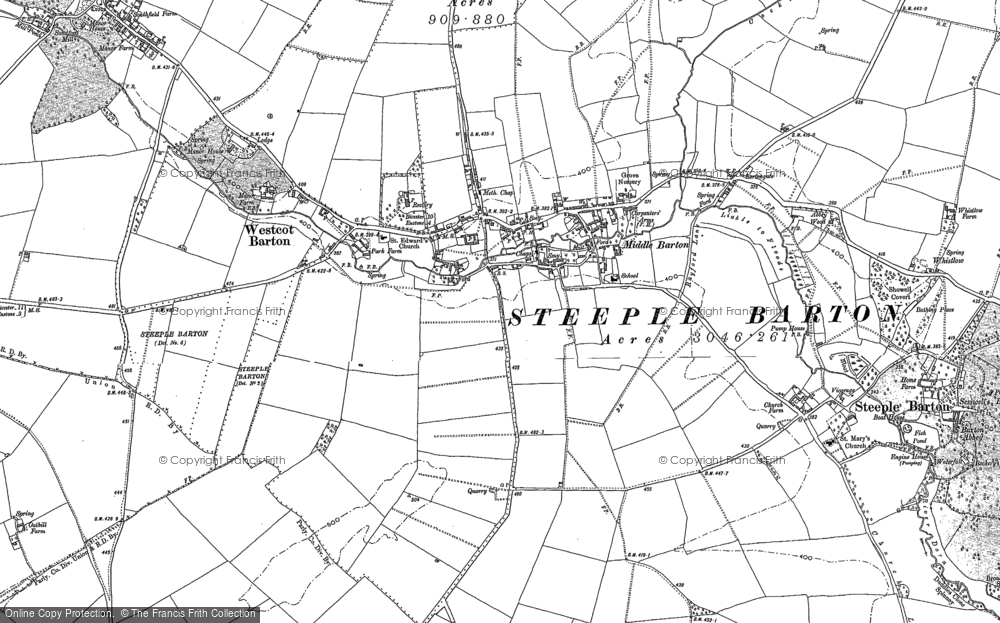 Old Map of Middle Barton, 1898 in 1898