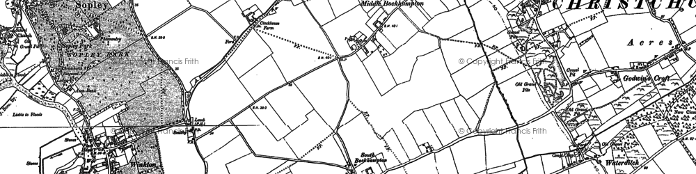 Old map of Middle Bockhampton in 1896