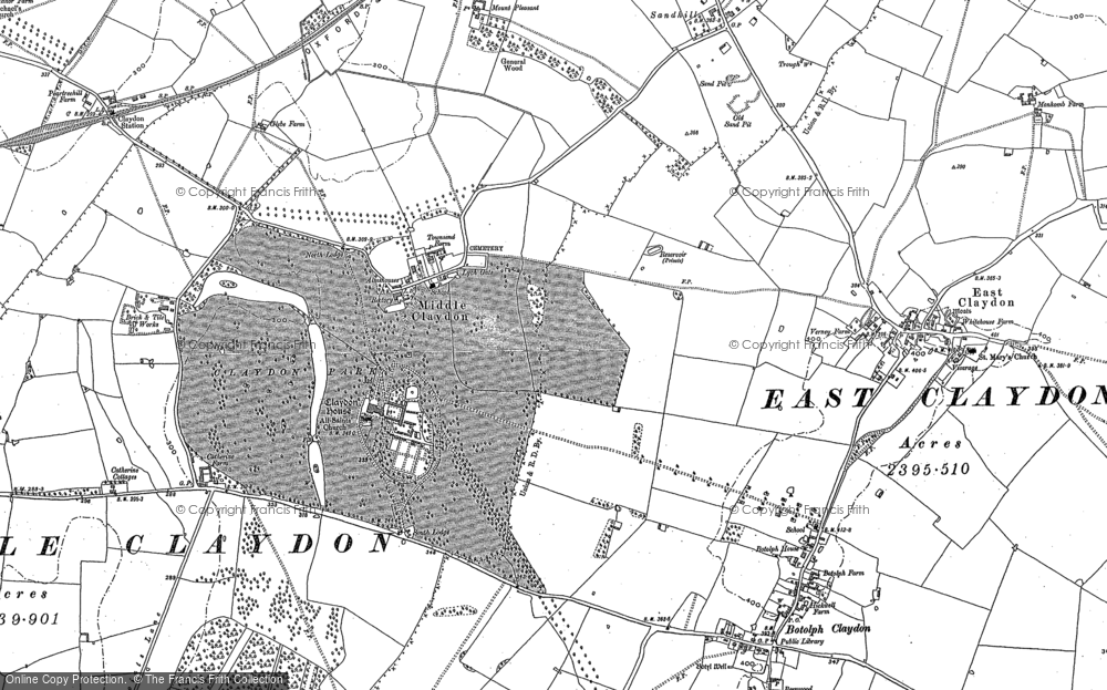 Old Map of Middle Claydon, 1898 in 1898