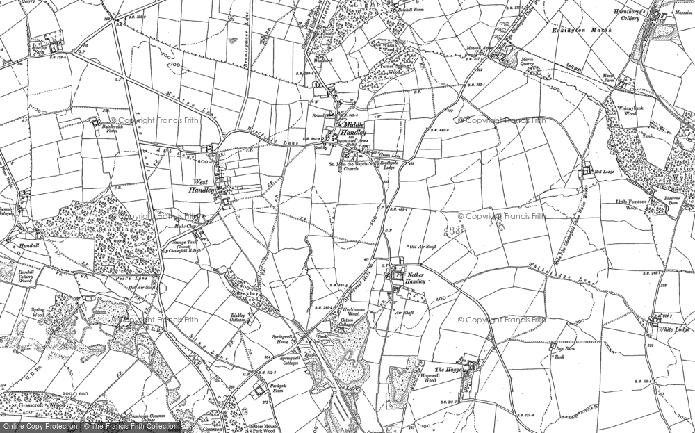 Old Map of Middle Handley, 1876 in 1876