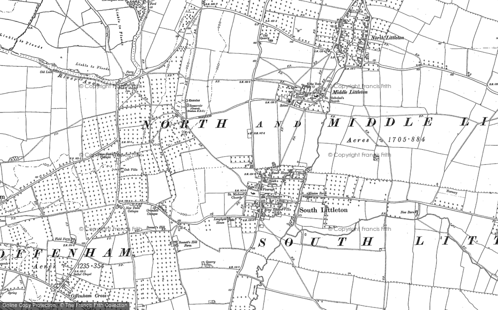Old Map of Middle Littleton, 1883 - 1885 in 1883