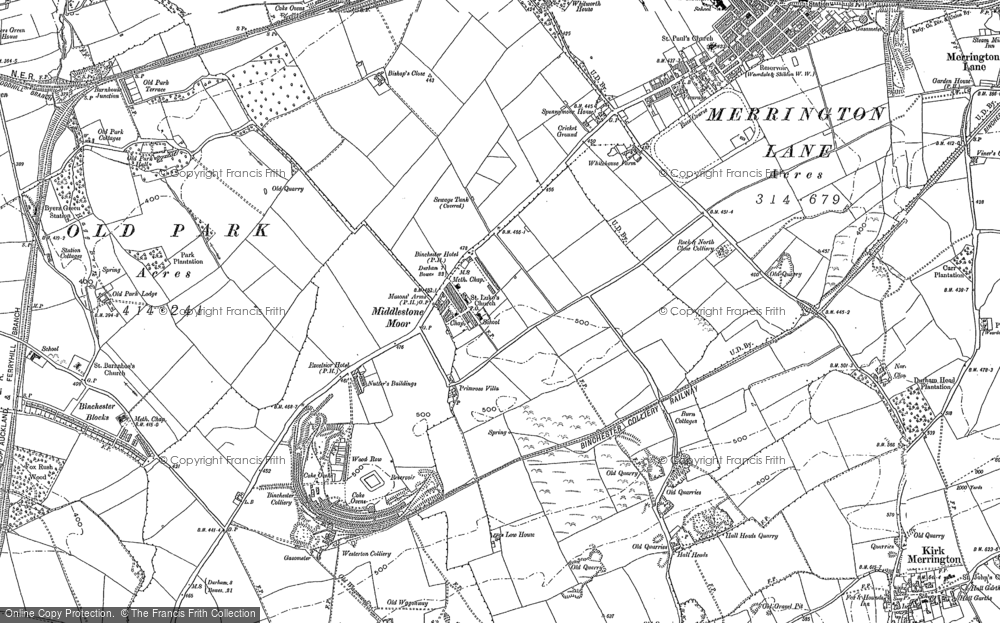 Old Map of Middlestone Moor, 1896 in 1896