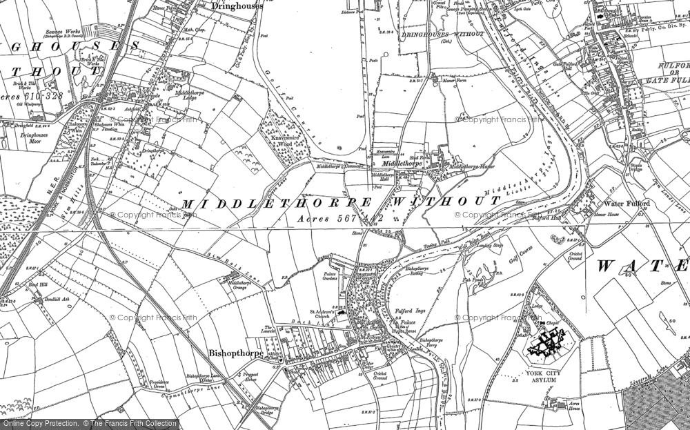 Old Map of Historic Map covering Nunthorpe in 1890