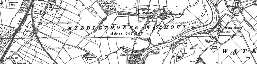 Old map of Nunthorpe in 1890