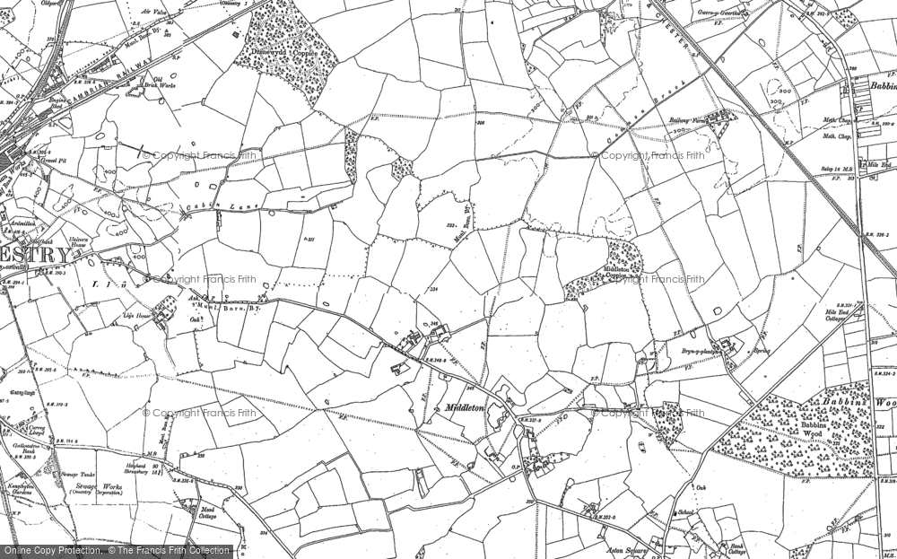 Old Map of Historic Map covering Bryn-y-plentyn in 1874