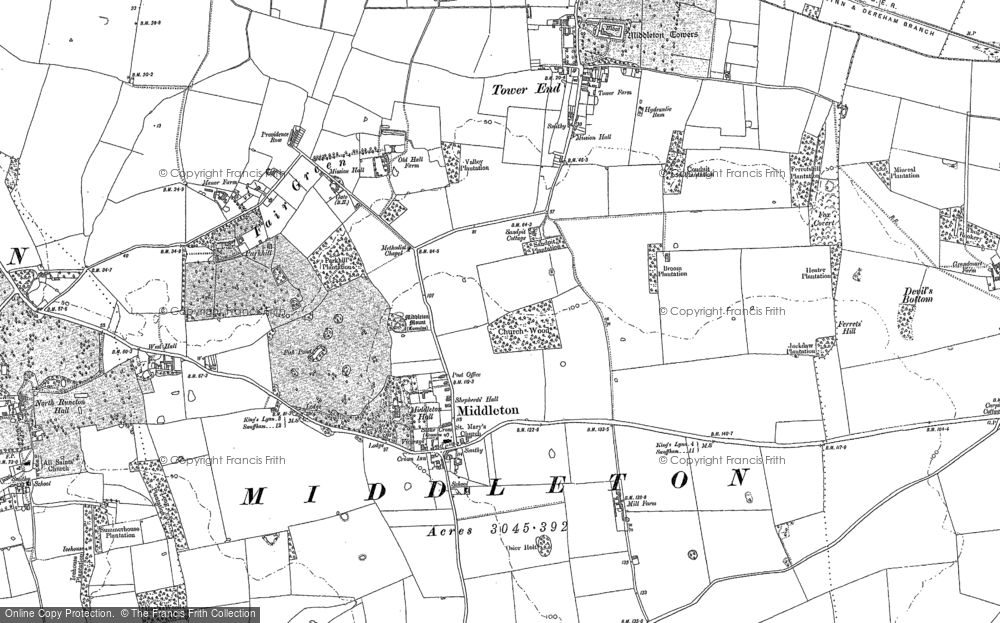 Old Map of Middleton, 1884 in 1884