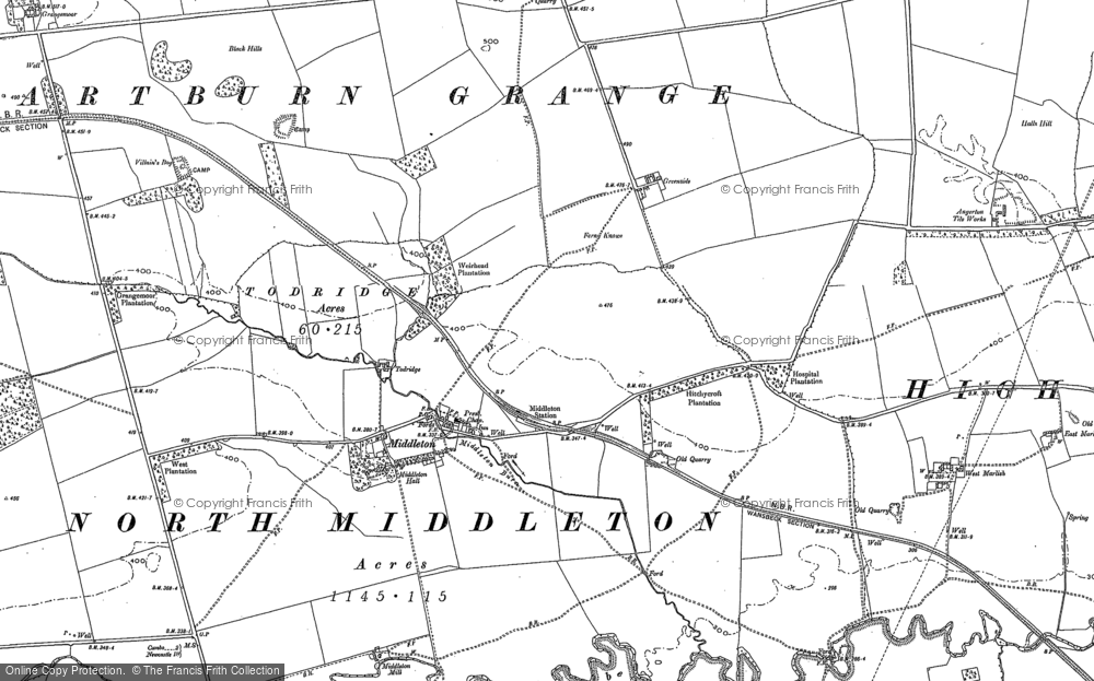 Old Map of Historic Map covering Bolam West Houses in 1895