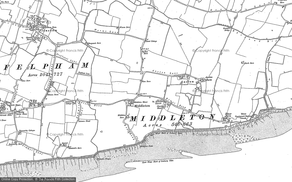 Old Map of Middleton-on-Sea, 1910 in 1910