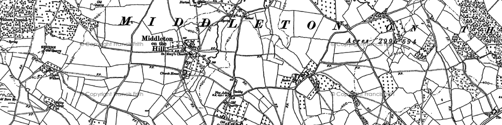 Old map of Middleton on the Hill in 1892