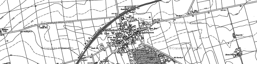 Old map of Middleton-on-the-Wolds in 1890