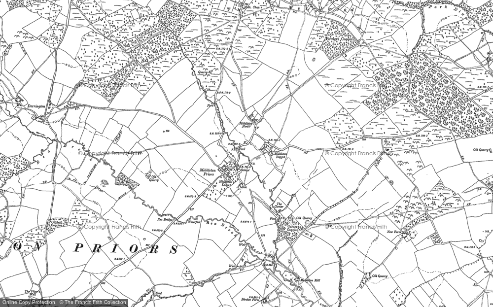 Old Map of Middleton Priors, 1882 - 1883 in 1882