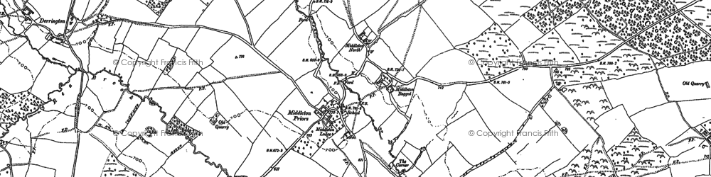 Old map of Middleton Priors in 1882