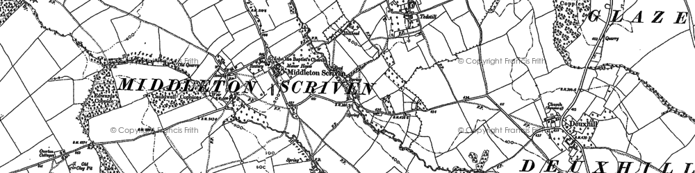 Old map of Middleton Scriven in 1882