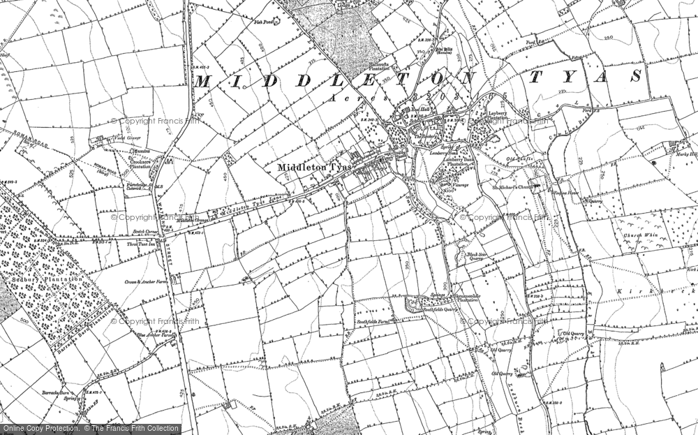 Old Map of Middleton Tyas, 1892 in 1892