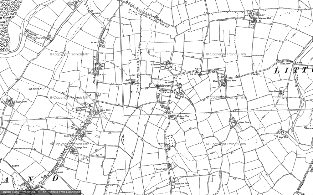 Old Map of Middlewood Green, 1884 in 1884