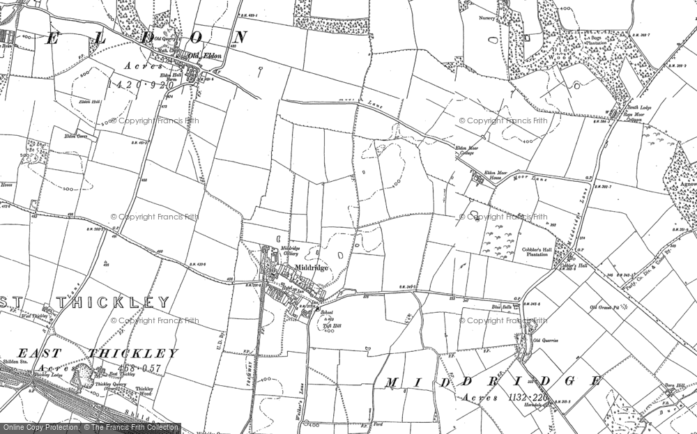 Old Map of Middridge, 1896 in 1896