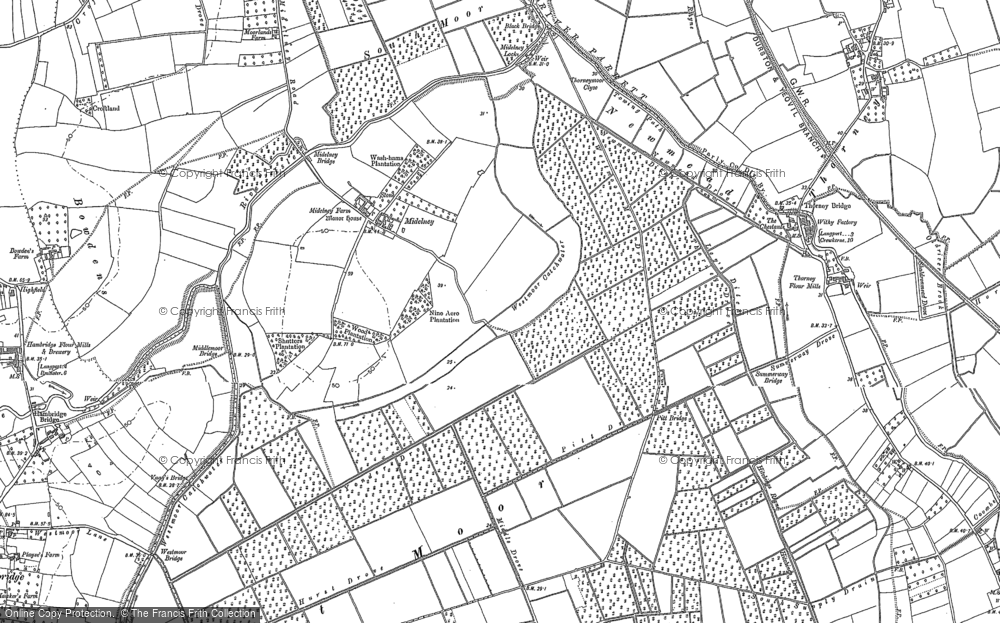 Old Map of Midelney, 1885 - 1886 in 1885