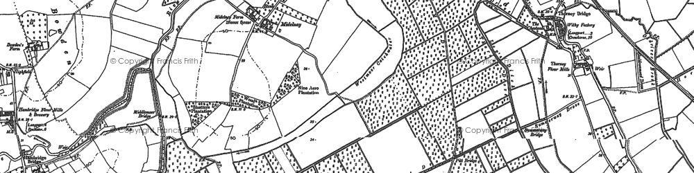 Old map of Midelney in 1885