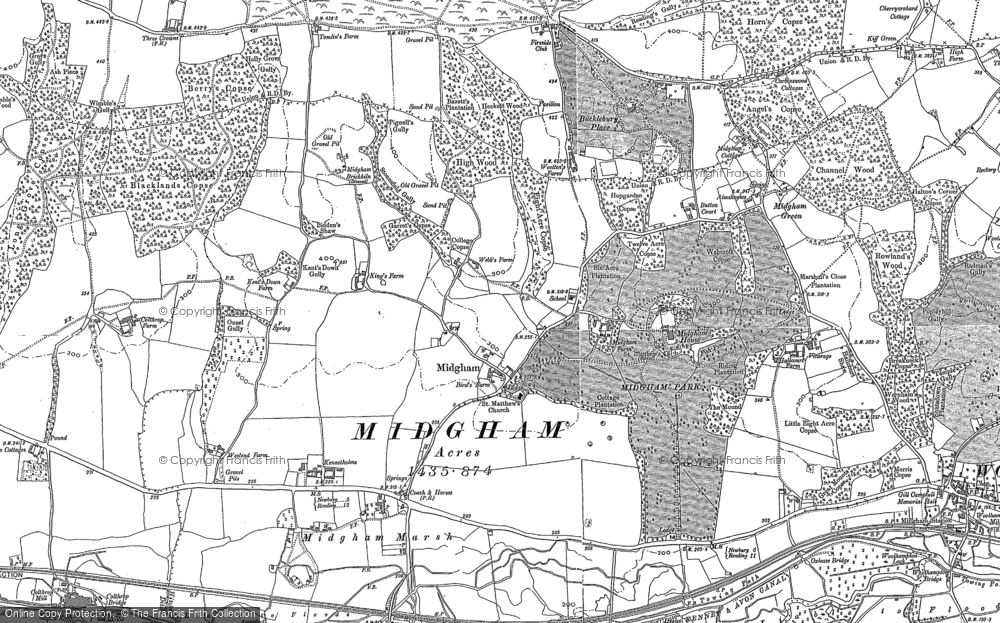 Old Map of Midgham, 1898 - 1909 in 1898