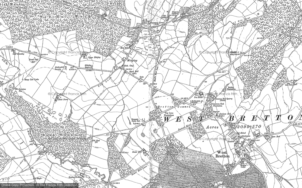 Old Map of Midgley, 1890 - 1892 in 1890