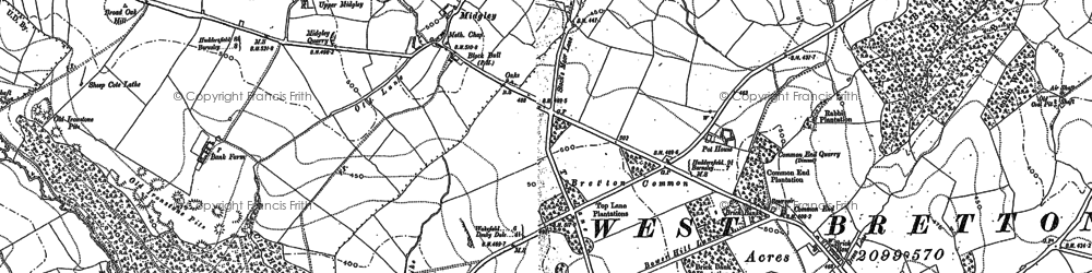 Old map of Midgley in 1890