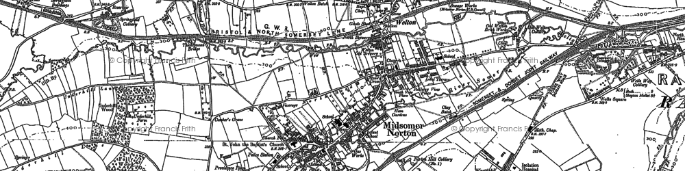 Old map of Midsomer Norton in 1884