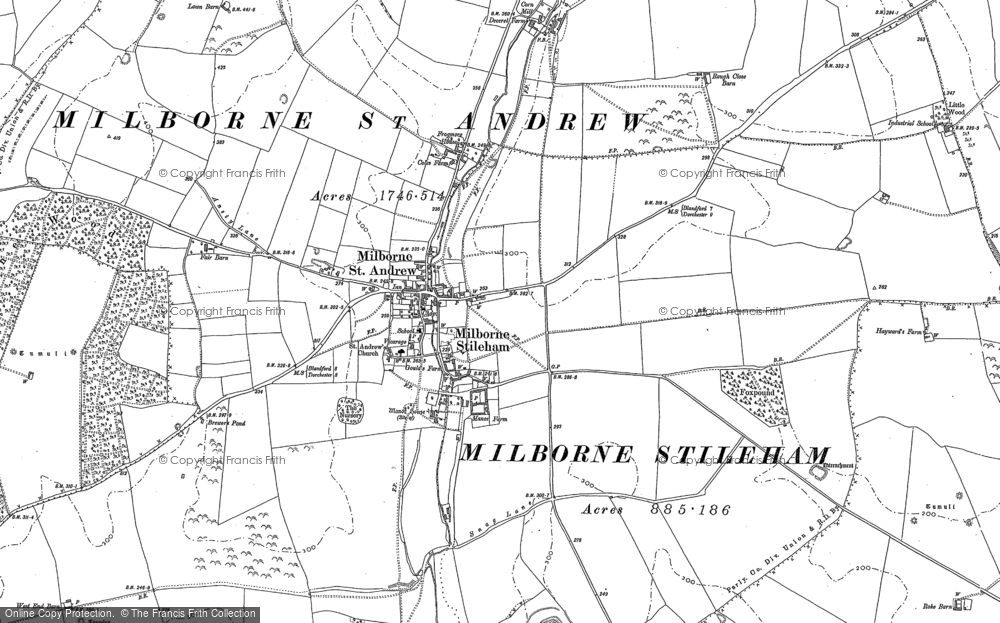 Old Map of Milborne St Andrew, 1887 in 1887
