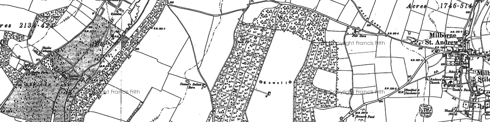 Old map of Milborne Wood in 1885