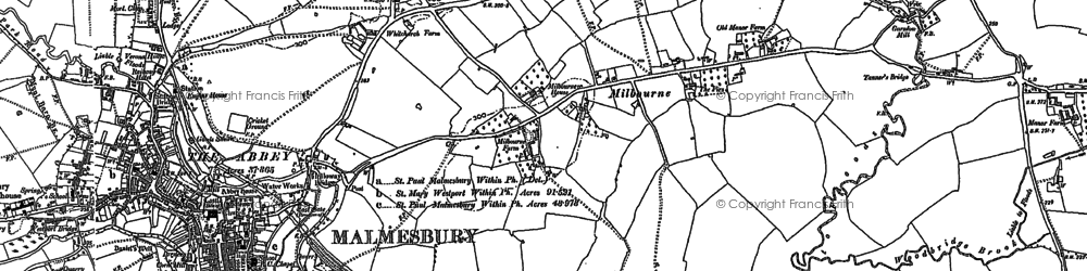 Old map of Milbourne in 1919