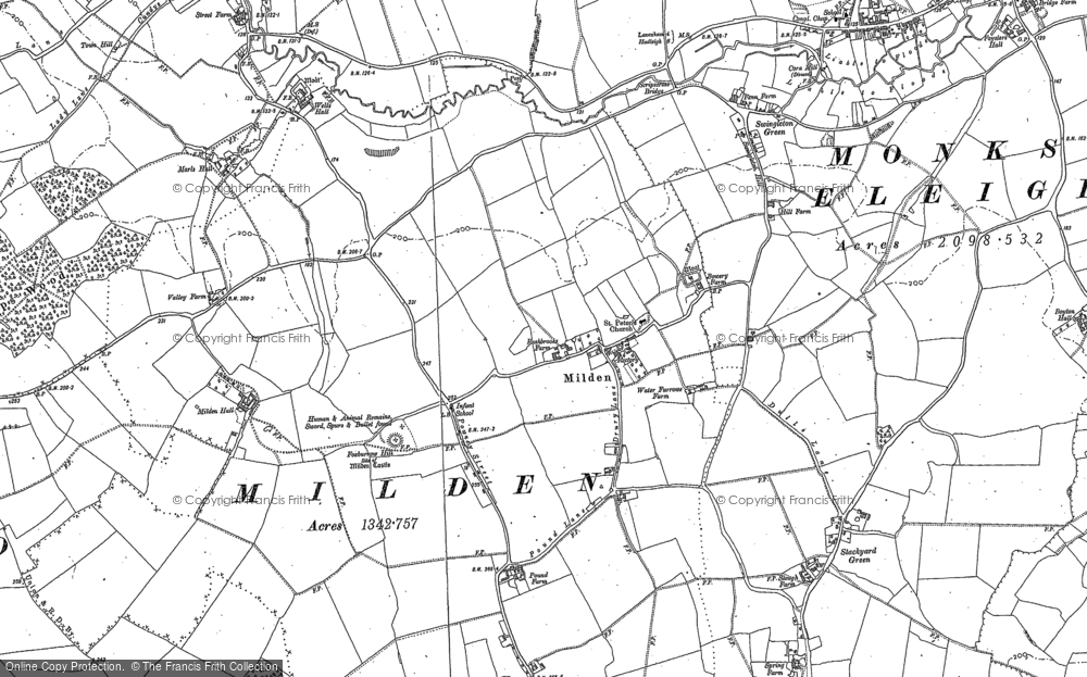 Old Map of Historic Map covering Bull's Cross Wood in 1885