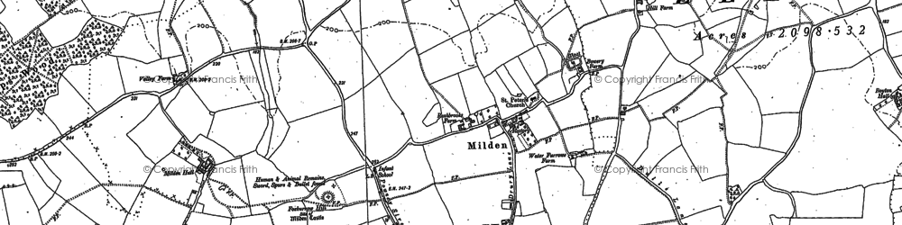 Old map of Milden in 1885