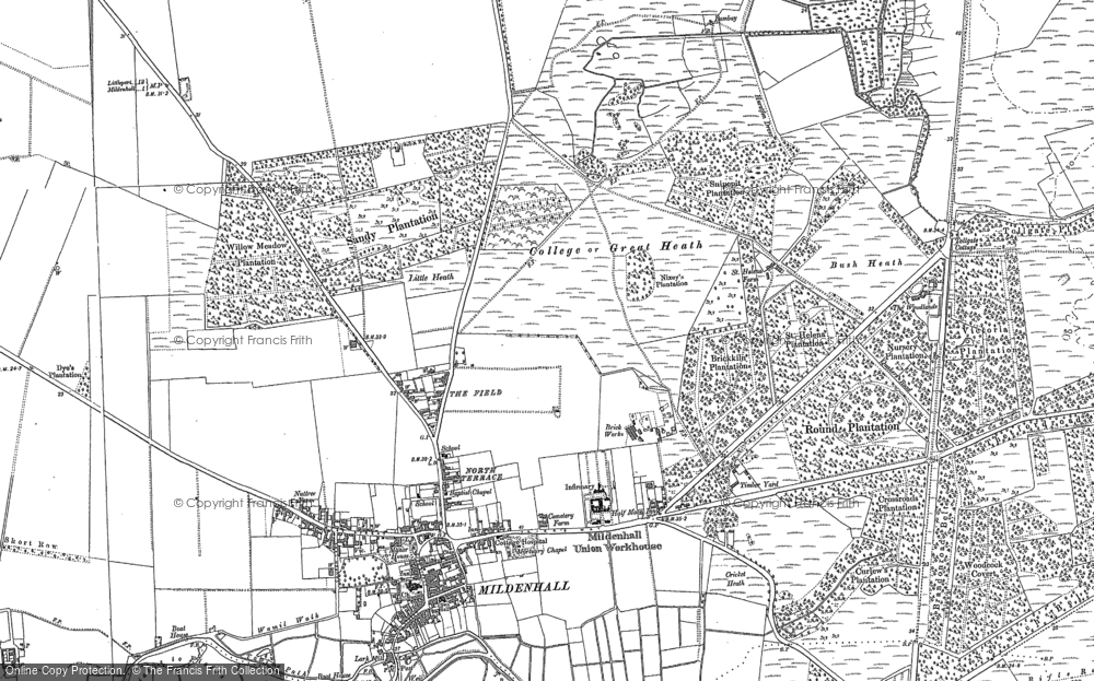 Old Map of Mildenhall, 1882 - 1903 in 1882