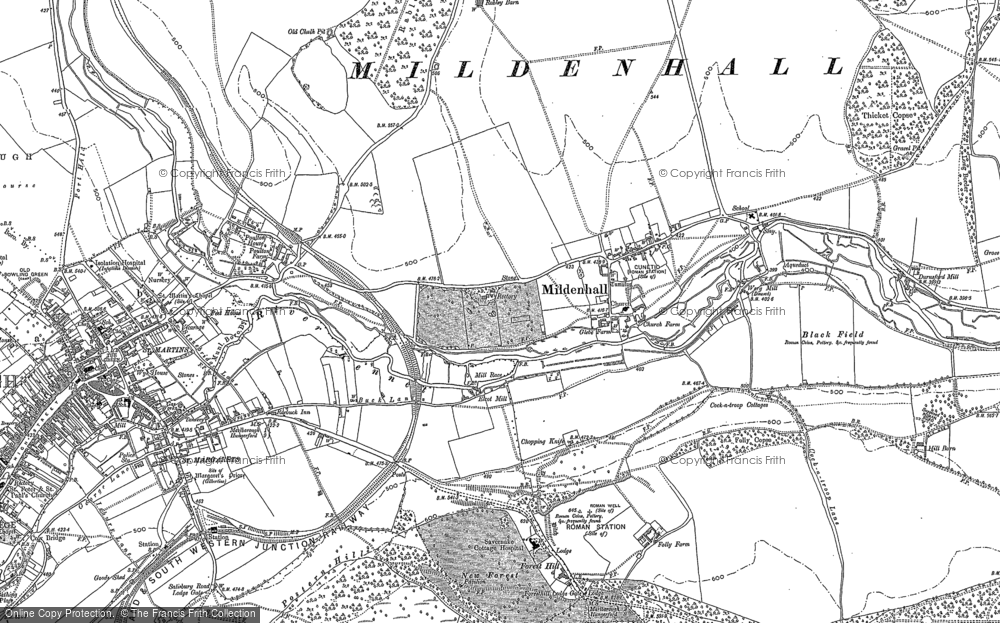 Old Map of Historic Map covering Black Field in 1899