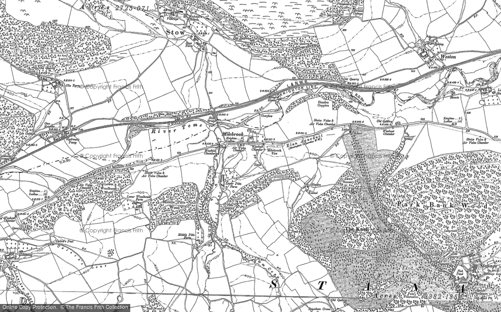 Old Map of Milebrook, 1887 - 1902 in 1887