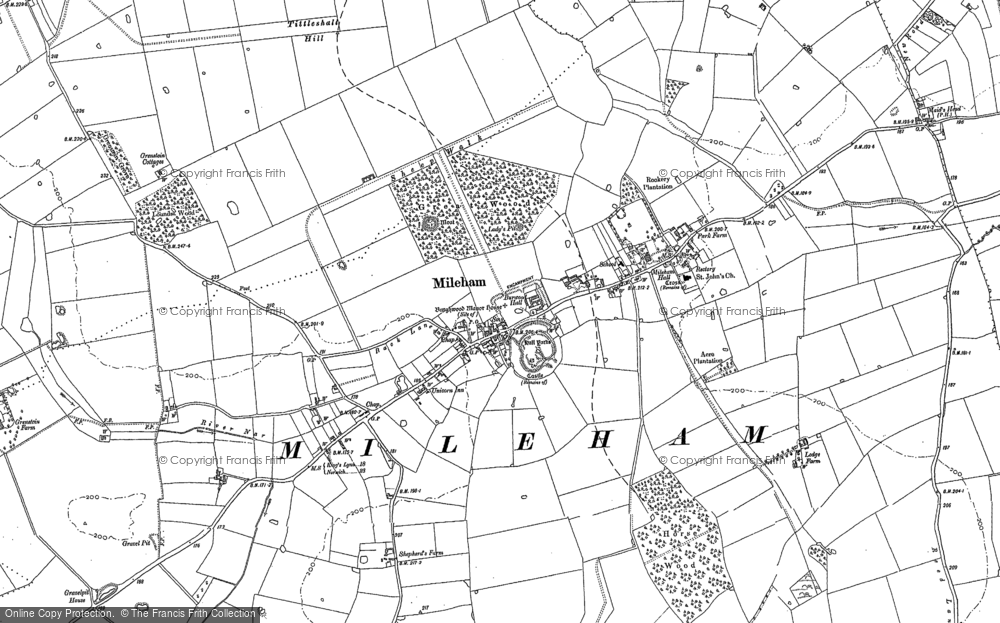 Old Map of Historic Map covering Burwood Hall in 1883