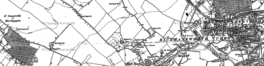 Old map of Mill End in 1895