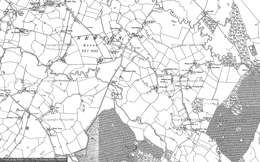 Old Map of Historic Map covering Dean Row in 1896