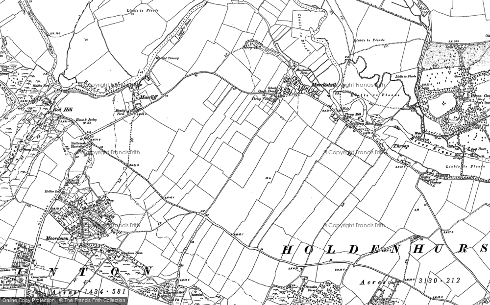 Old Map of Historic Map covering Muscliff in 1907