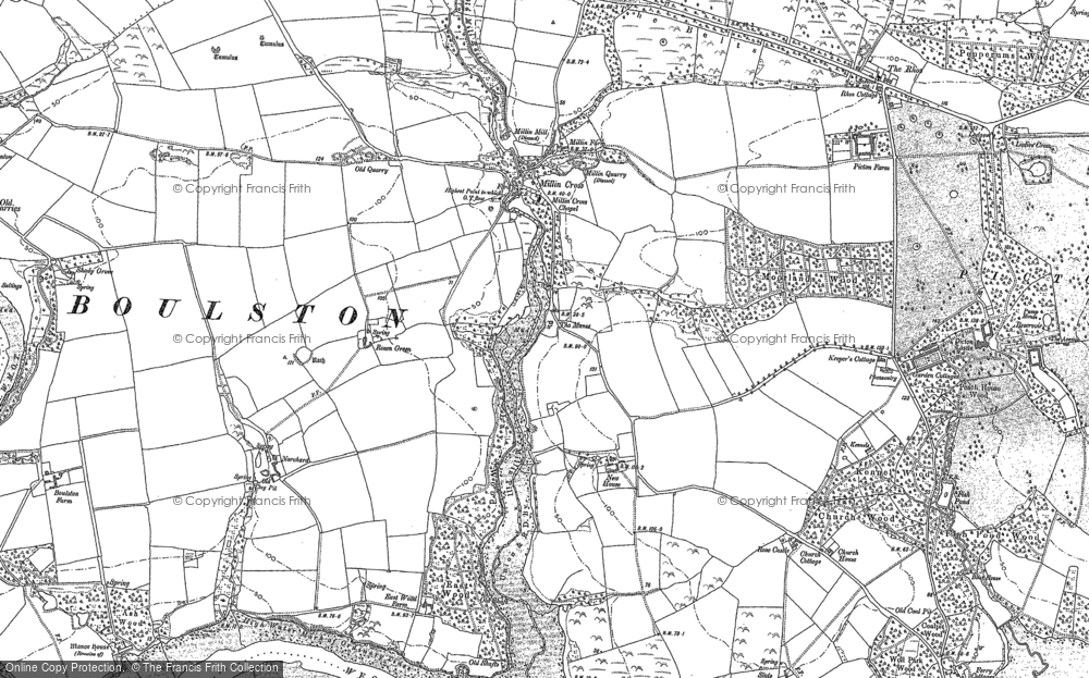 Old Map of Historic Map covering Hillblock in 1887