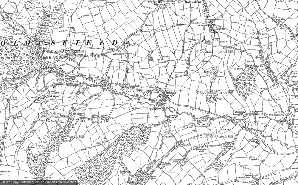 Old Map of Historic Map covering Burrs Wood in 1876