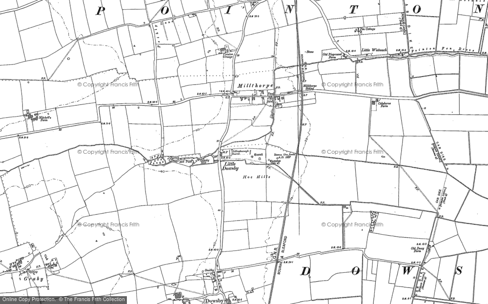 Old Map of Millthorpe, 1886 - 1887 in 1886