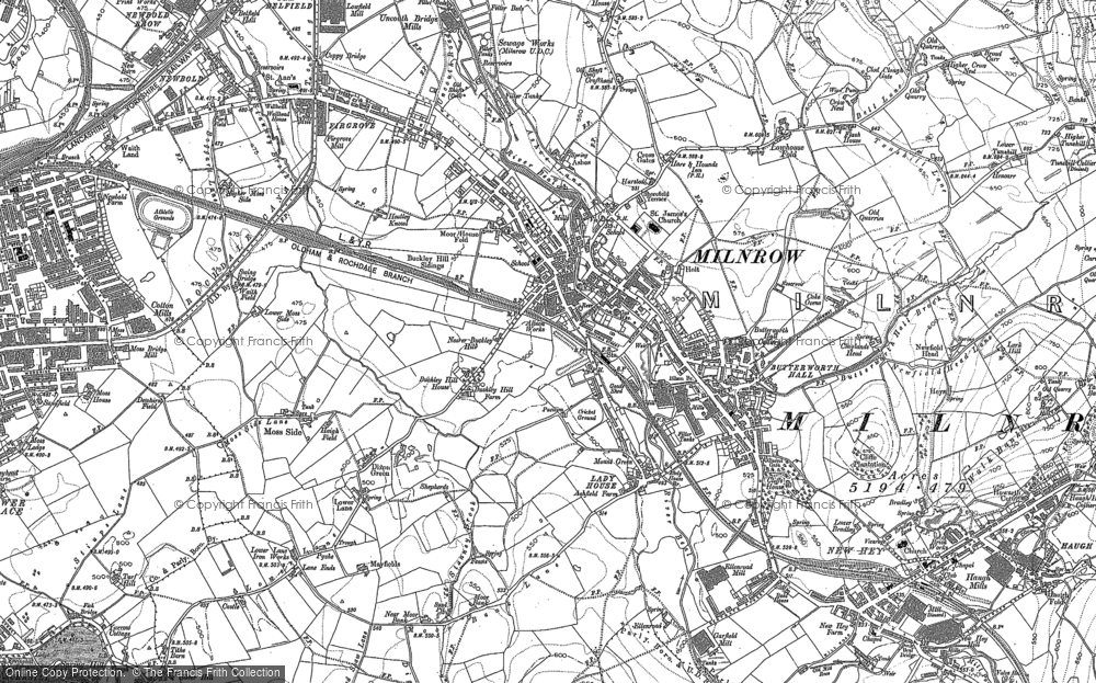 Old Map of Historic Map covering Birchinley Hall in 1907