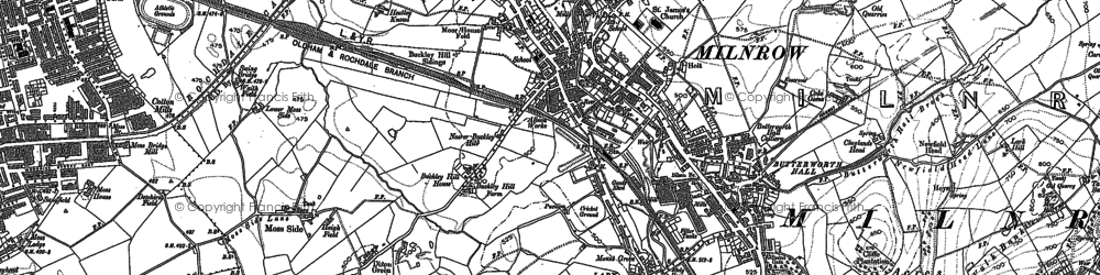Old map of Milnrow in 1907