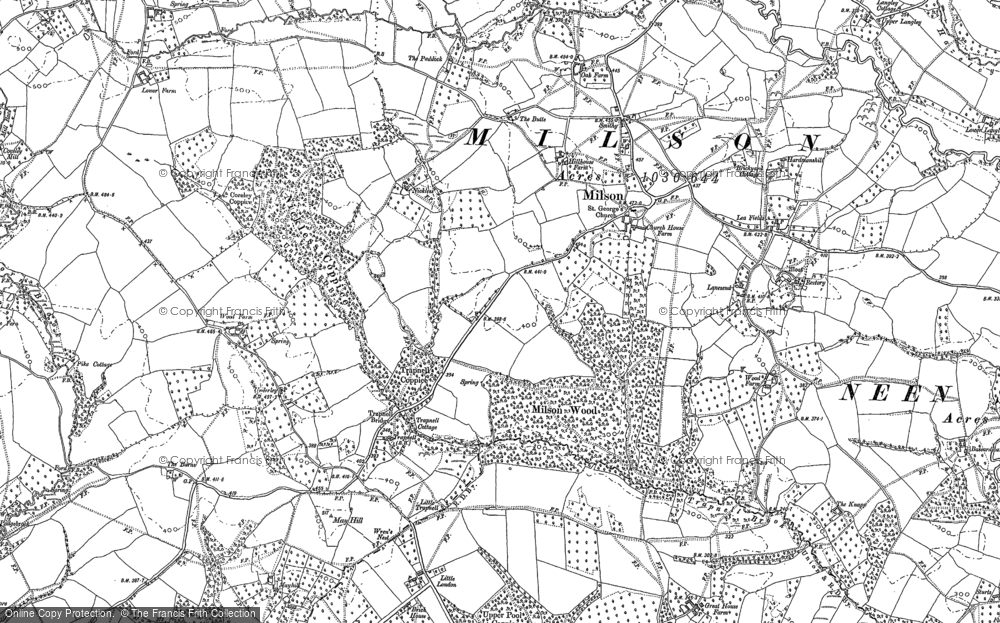 Old Map of Historic Map covering Lea Fields in 1883