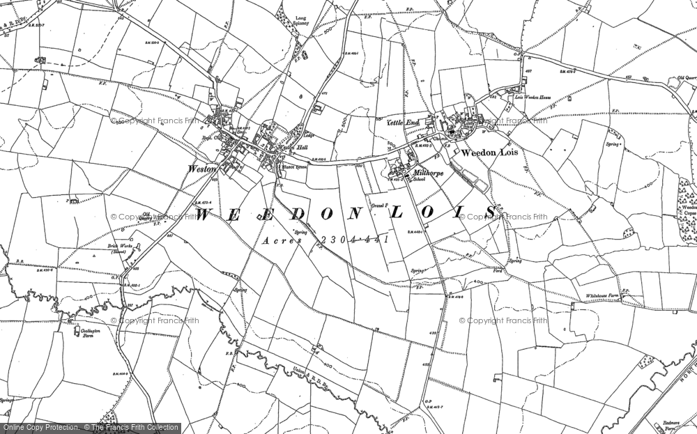 Old Map of Historic Map covering Weedon Lois in 1883