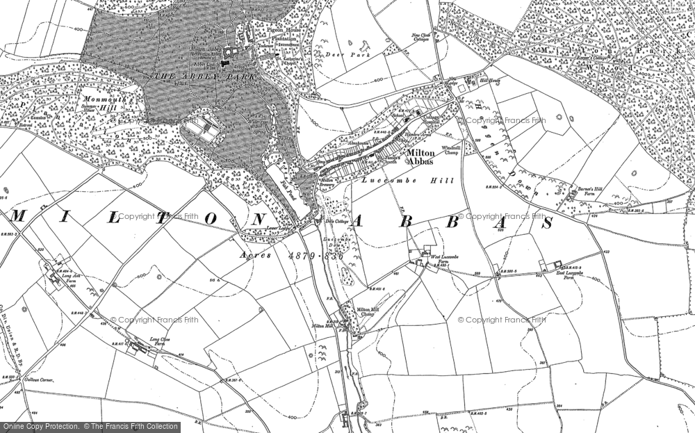 Old Map of Milton Abbas, 1887 in 1887