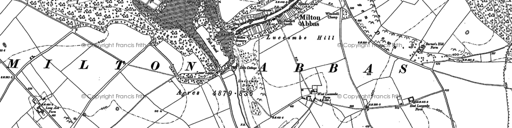Old map of Milton Abbas in 1887