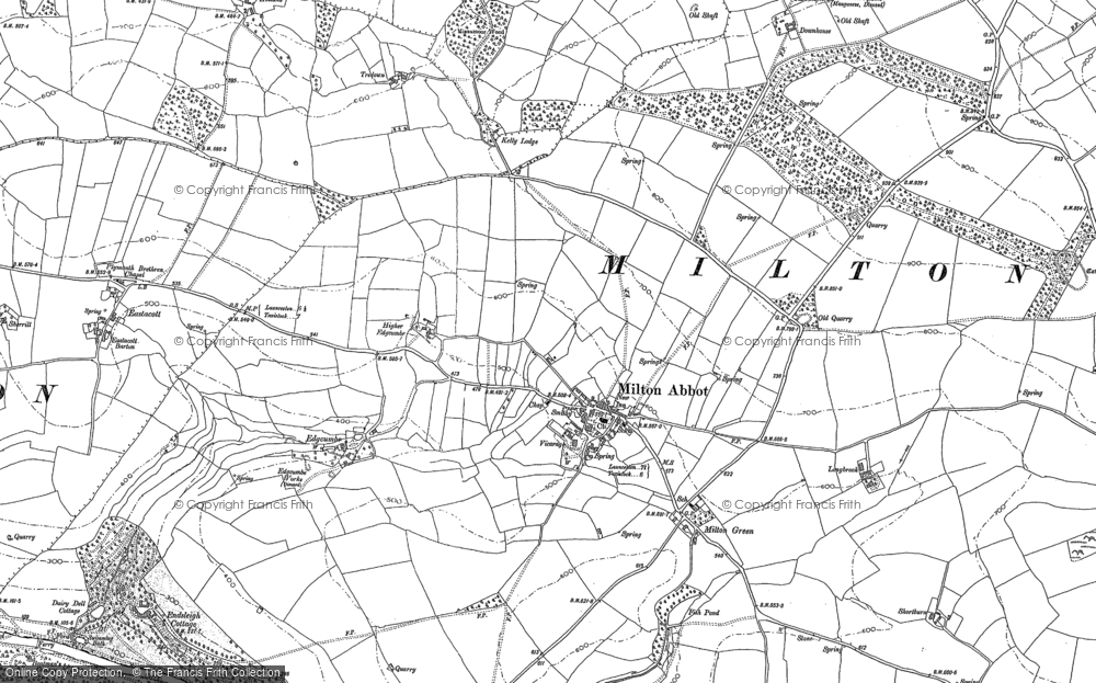 Old Map of Milton Abbot, 1882 - 1905 in 1882